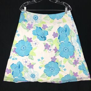 New York & Company Skirt Floral Spring Pastel Festival Cotton Lined Womens 10